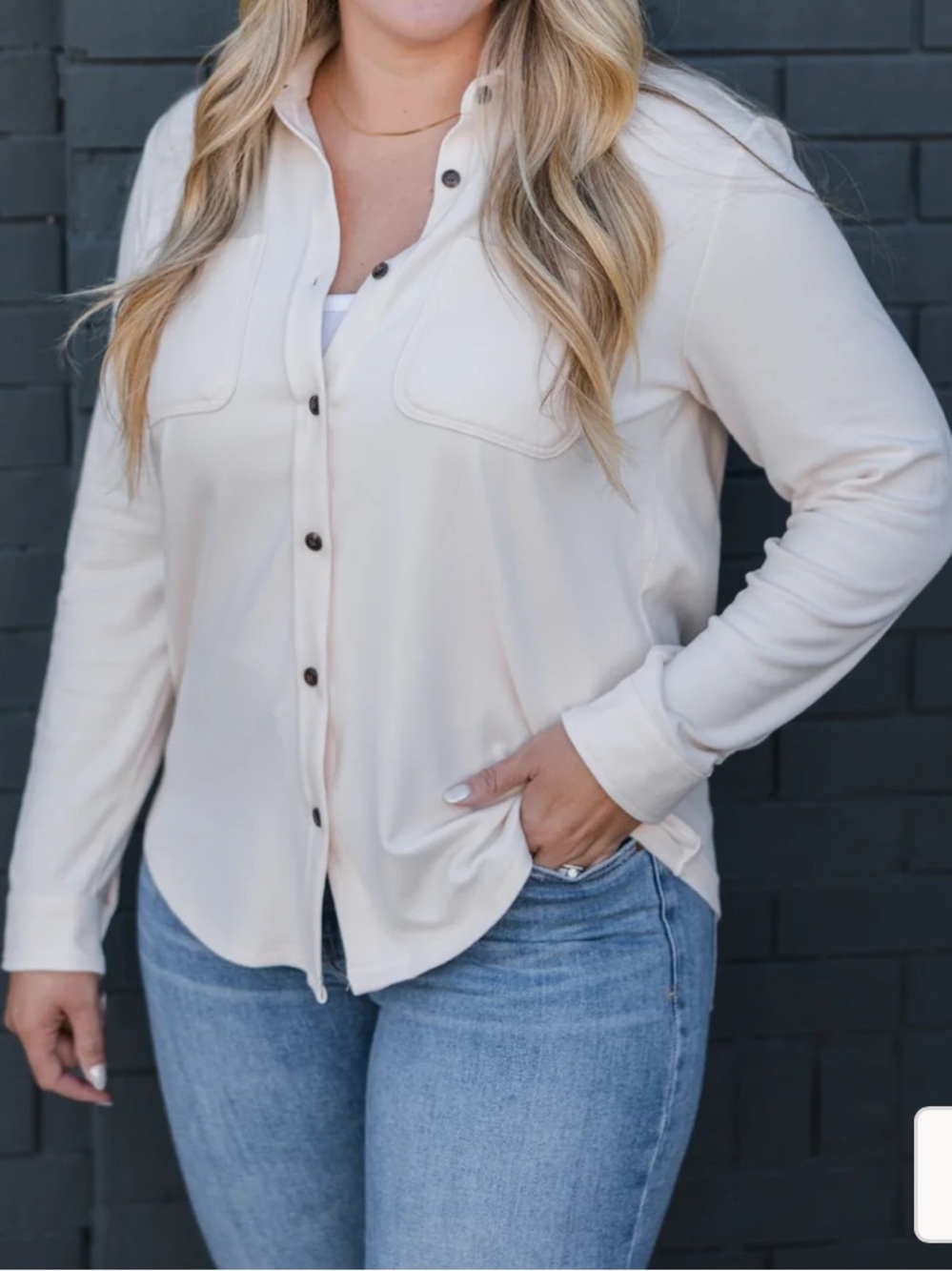 Panache Apparel Elaina button down soft stretch collared top size xl